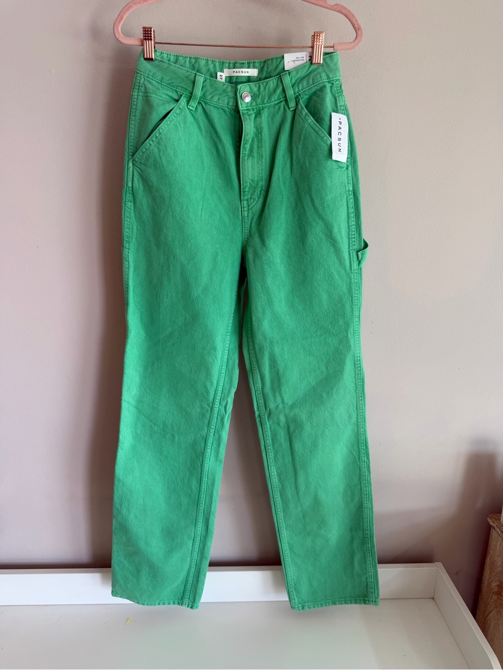 PacSun 90s BF Carpenter Jeans Green High Waisted Utility Pants 27